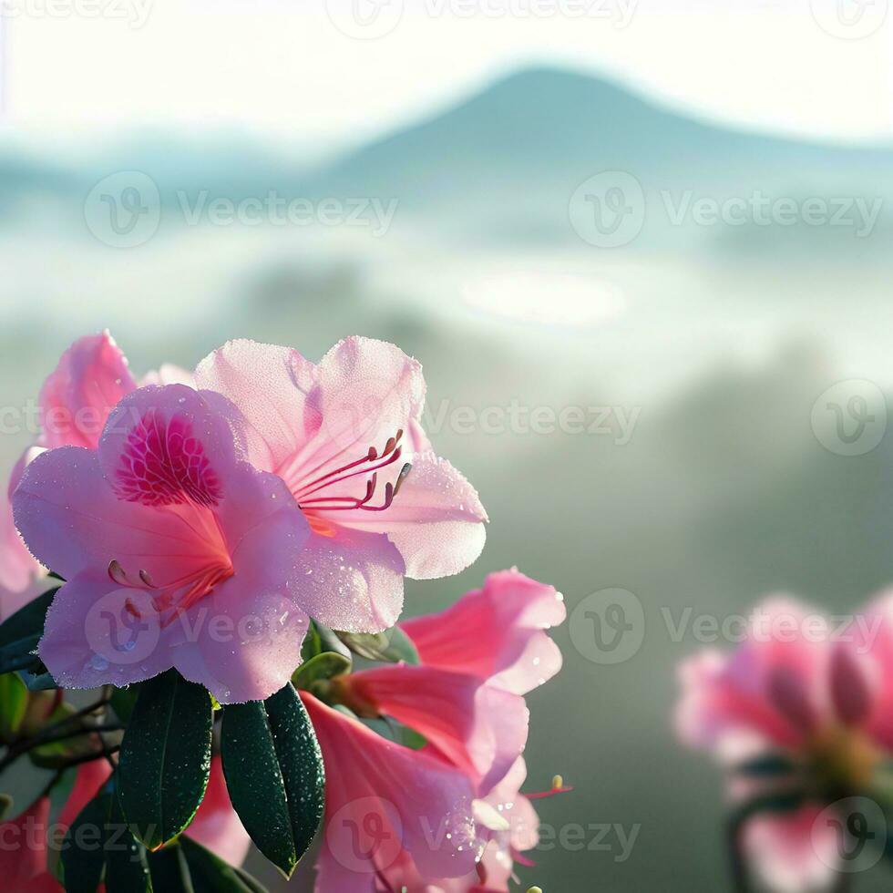 Zoomed-in on the Brilliant Colors of the Azalea Bloom ,AI Generated photo