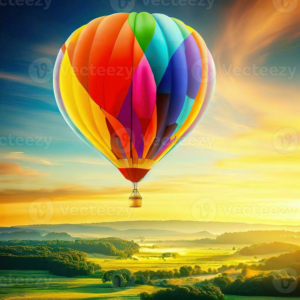 Hot air balloons ascend with the dawn, painting the sky with warmth. ,AI Generated photo
