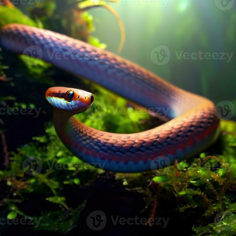 The Blue Coral Snake's graceful curves are captured in this close-up shot ,AI Generated photo