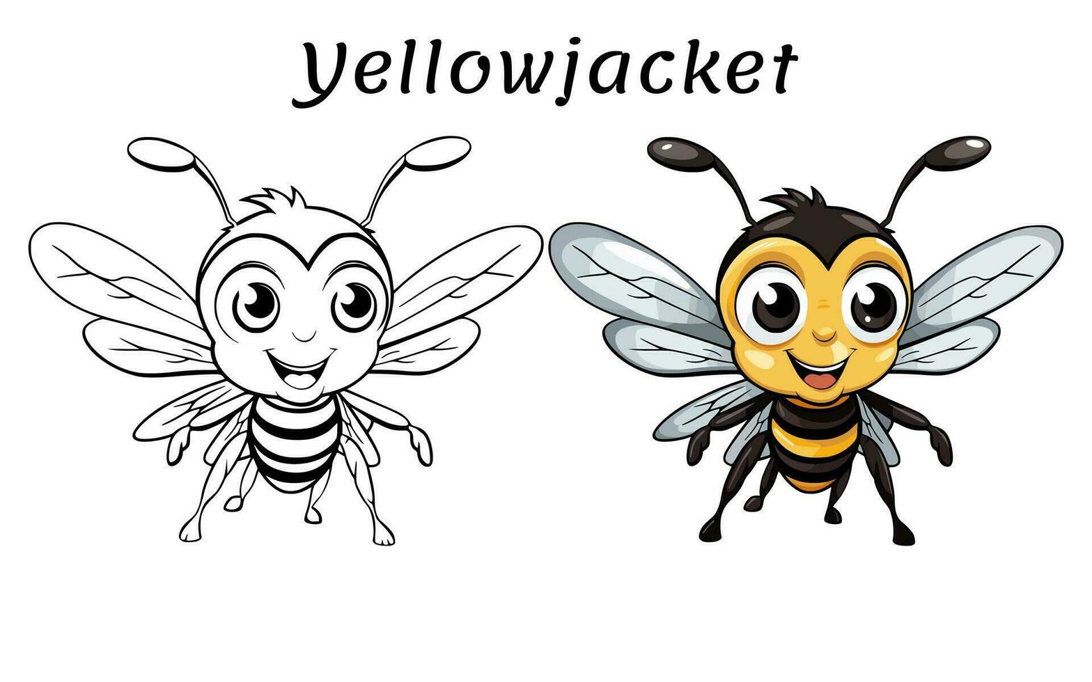 Yellowjacket cute animal coloring book illustration 30724067 Vector Art
