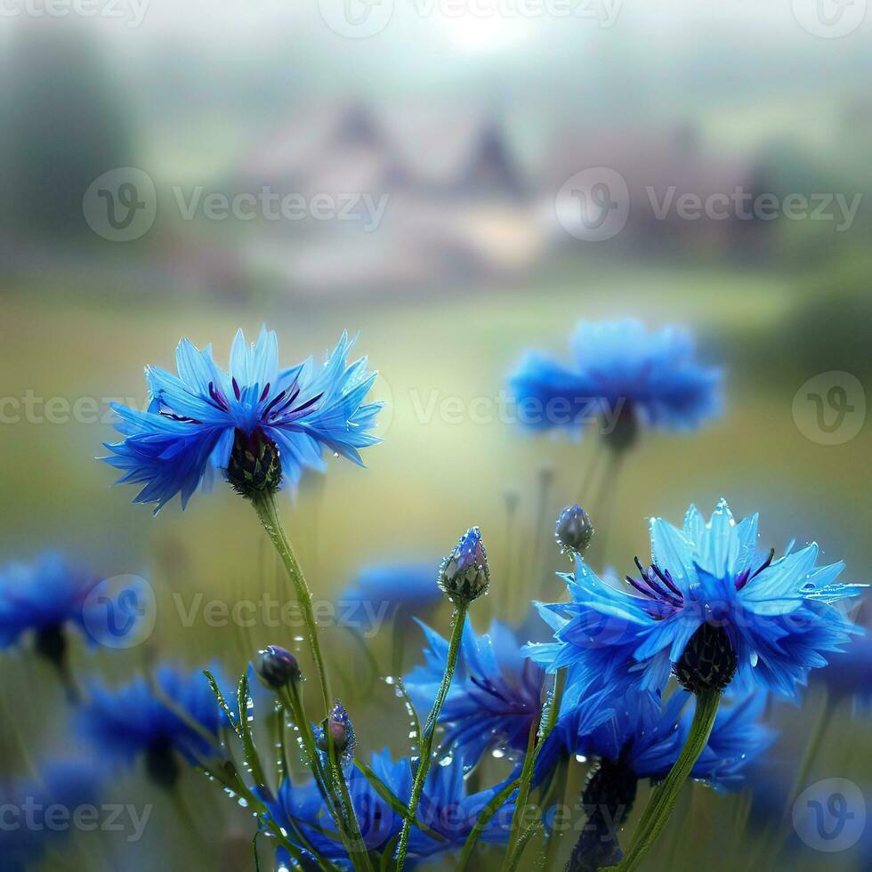 Cornflowers sway in the breeze, bringing a touch of wild elegance to the landscape ,AI Generated photo