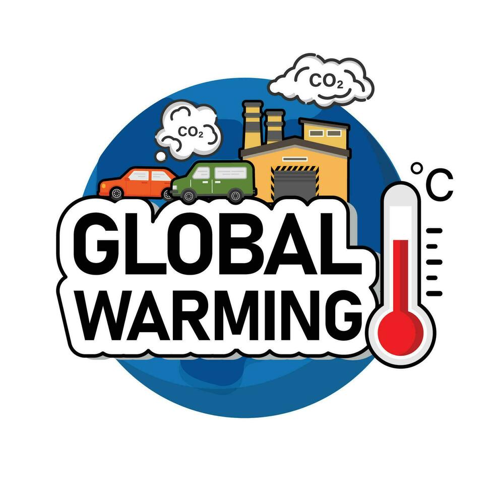 global calentamiento desde aire contaminación incrementar temperatura tierra. clima cambio global calentamiento concepto vector ilustración. .