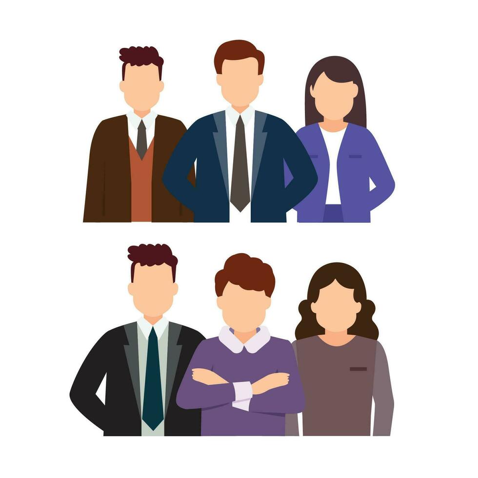Group of working people, business men and business women avatar Flat design characters. vector