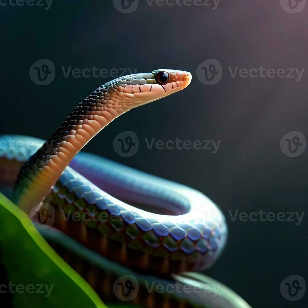 An up-close shot of the Malabar Pit Viper, displaying its enchanting coloration ,AI Generated photo