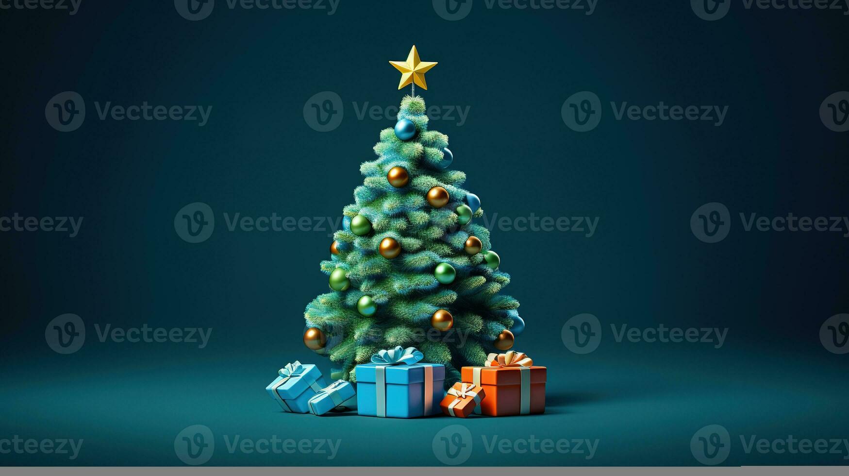 Christmas tree with toys and gifts photo
