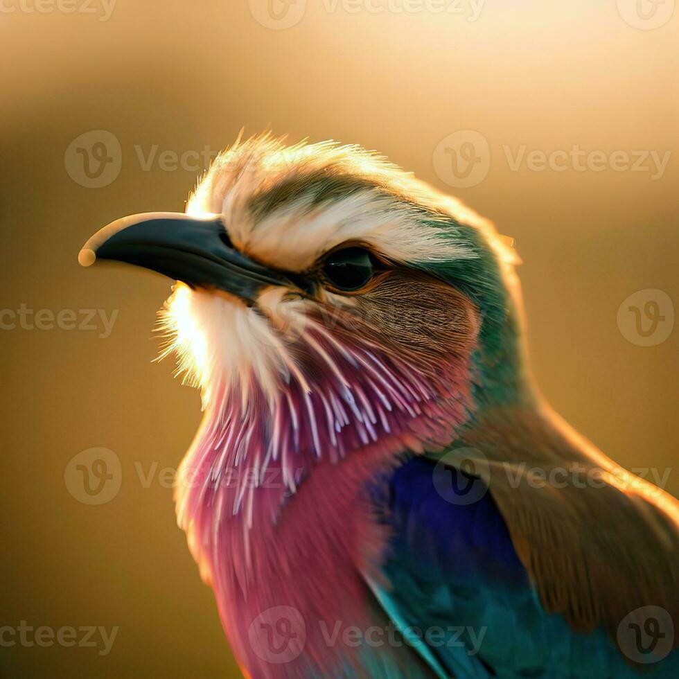 The Lilac-breasted Roller's stunning colors are magnified in this shot ,AI Generated photo