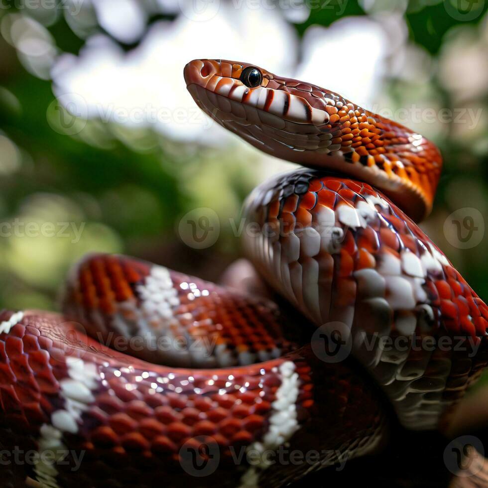 A Close-up of the Red Milk Snake's Striking Markings ,AI Generated photo