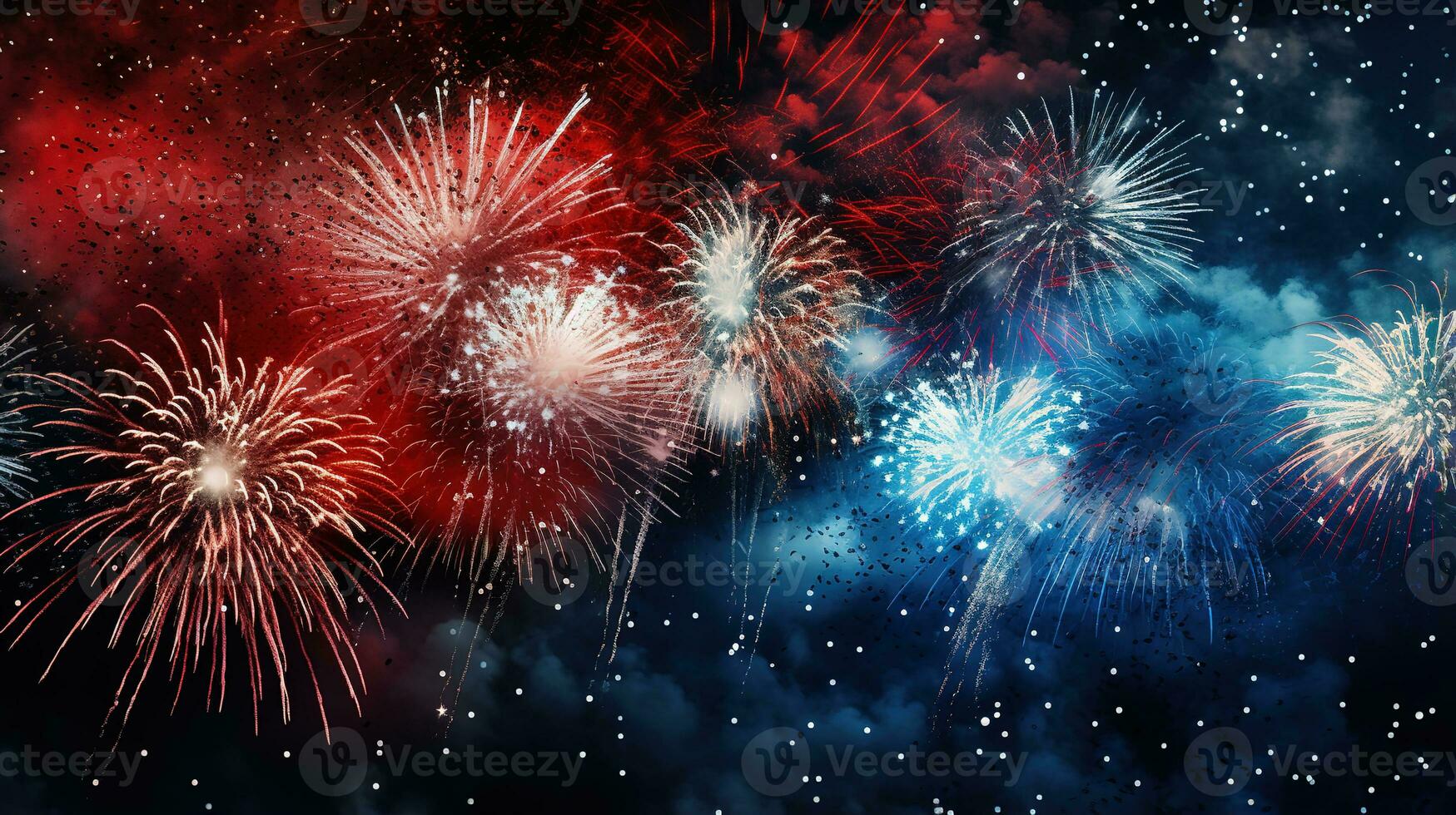 Sparkling red blue white celebration fireworks photo