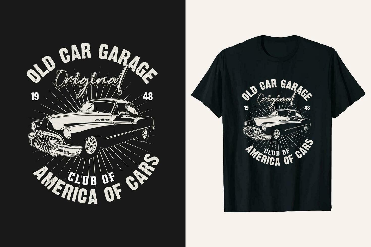 american original old car garage vector t-shirt design. vintage t shirt design. custom vehicle cars tshirt graphic.