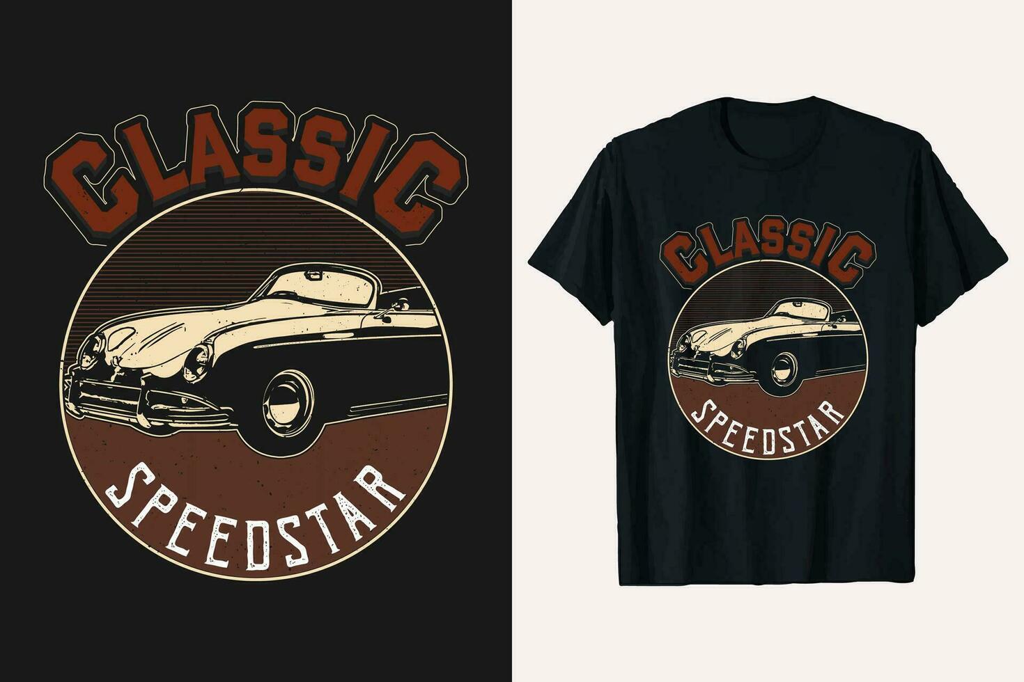 clásico estrella veloz coche vector camiseta diseño. retro Clásico personalizado gráfico impresión camiseta modelo.