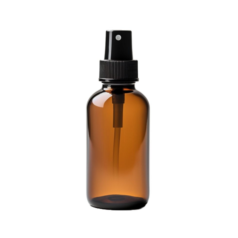 a brown glass bottle with a sprayer on it,AI Generative png
