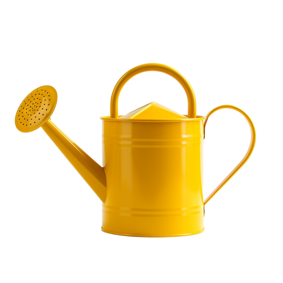 yellow watering can on transparent background,AI Generative png