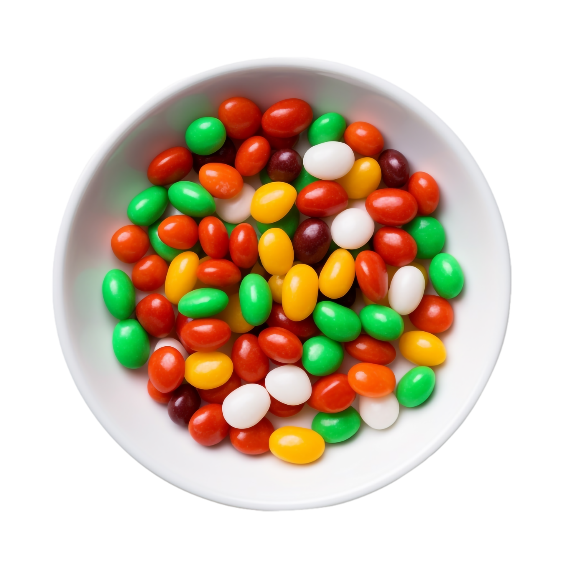 colorful jelly beans in a bowl on a transparent background,AI