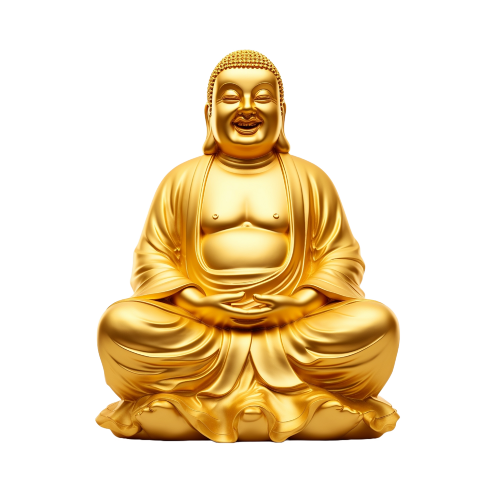 golden buddha statue on transparent background,AI Generative png