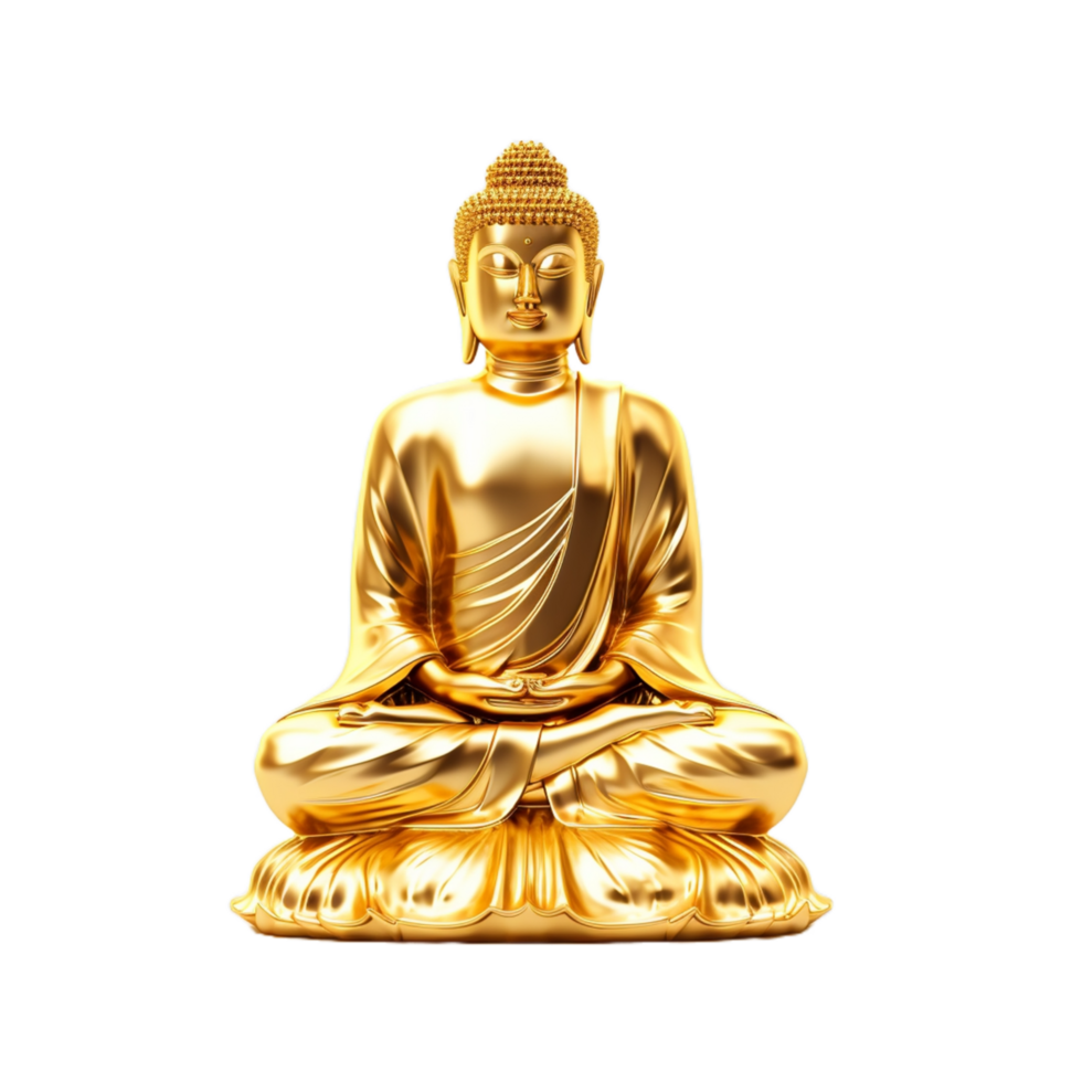 golden buddha statue on transparent background,AI Generative png