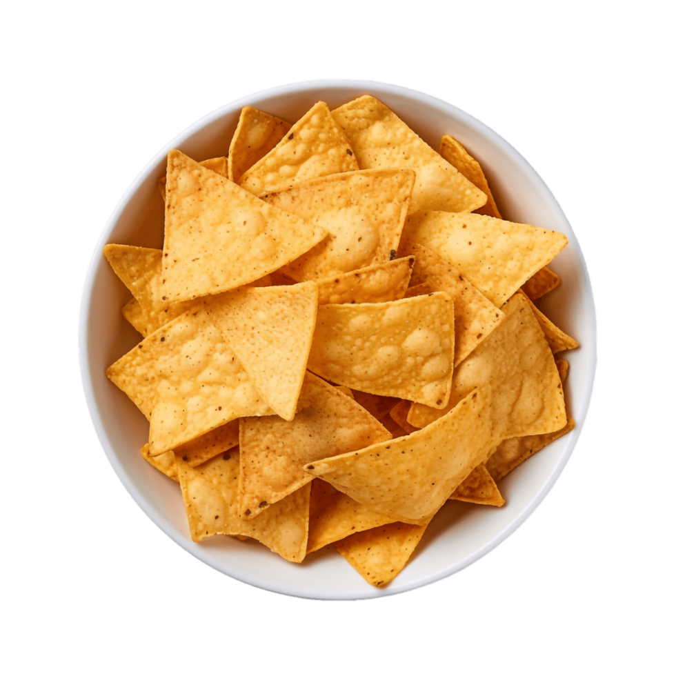 nachos en un cuenco en un transparente fondo generativo png