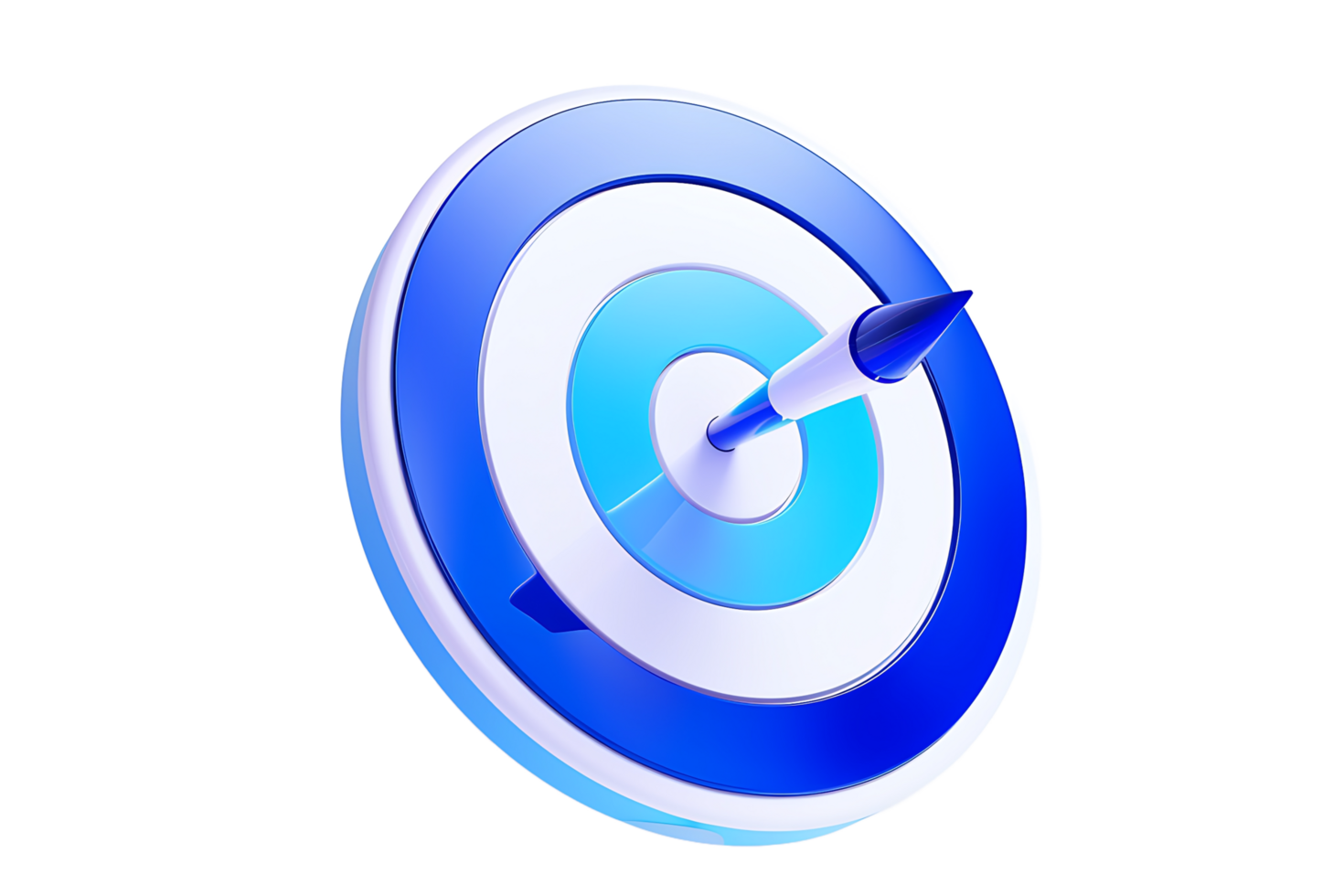 blue dart arrow in target on transparent background,AI Generative png