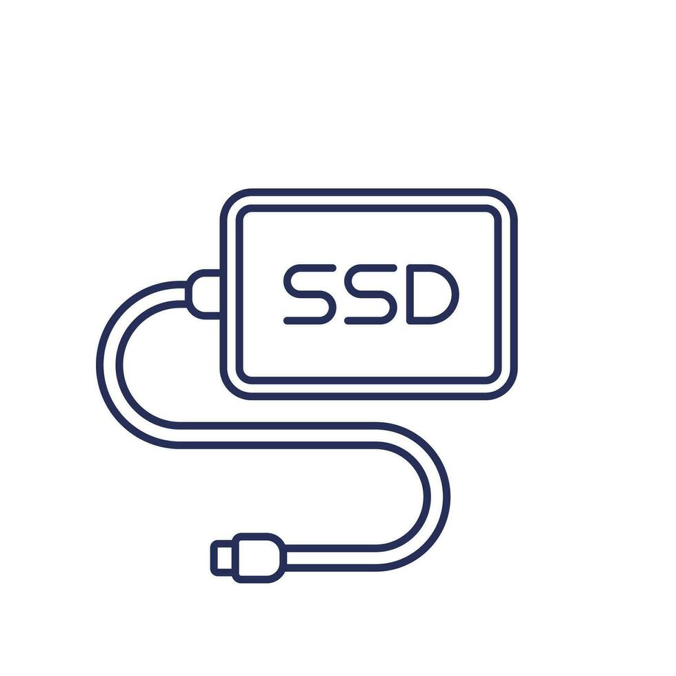 external ssd drive line icon vector
