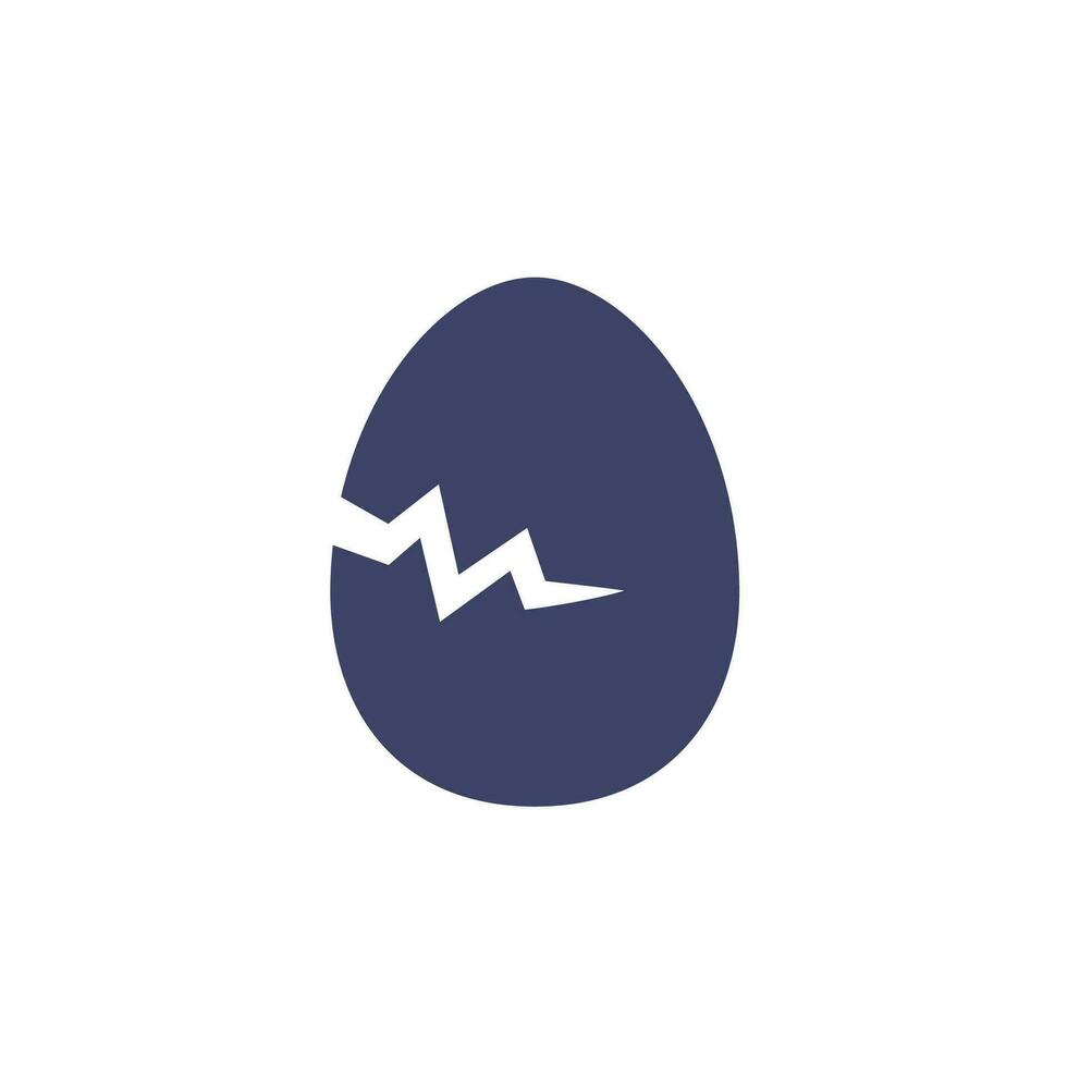 cracked egg icon on white, vector