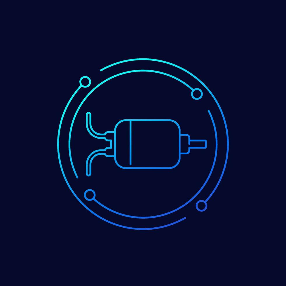 DC motor icon, linear design vector