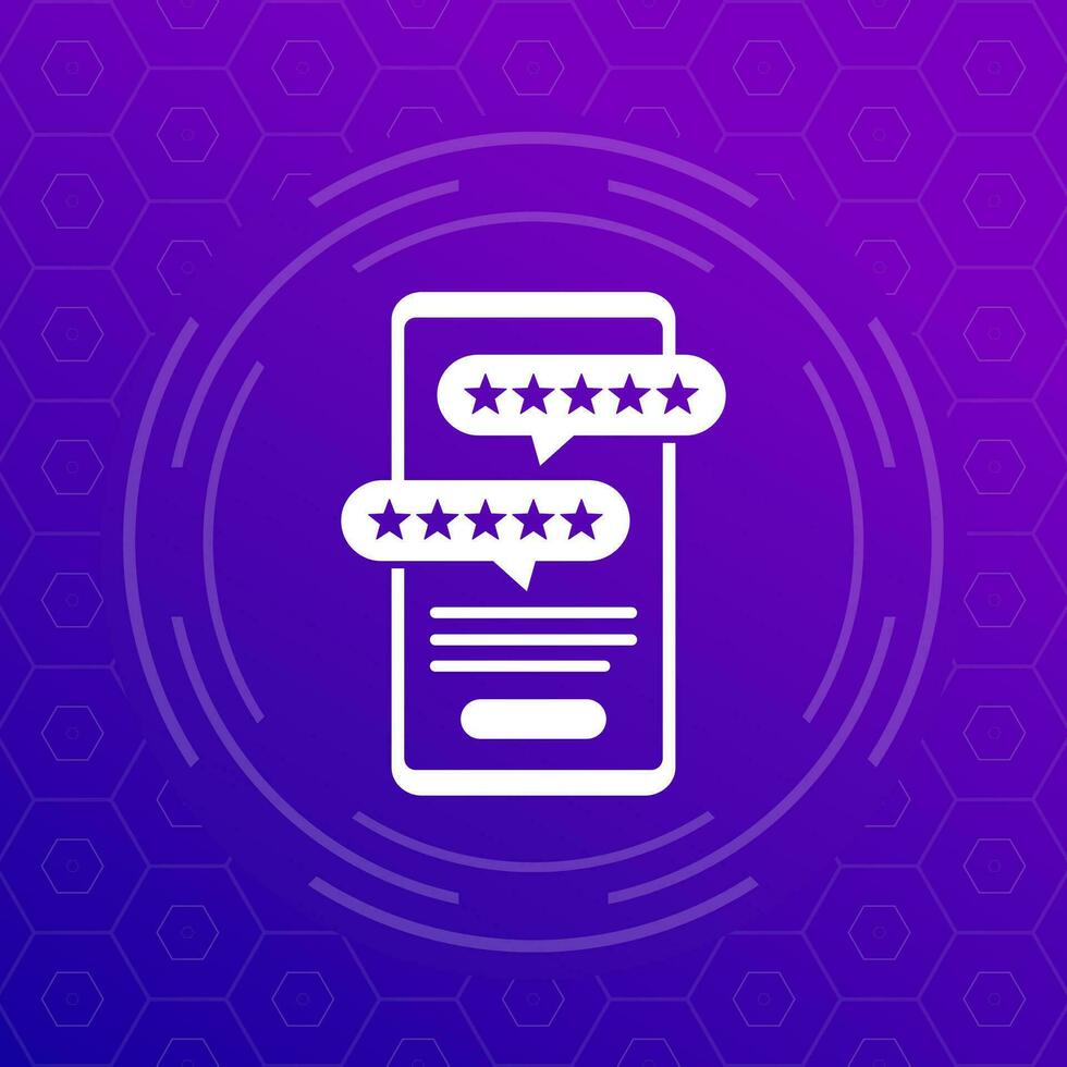 mobile app review vector icon with a smart phone