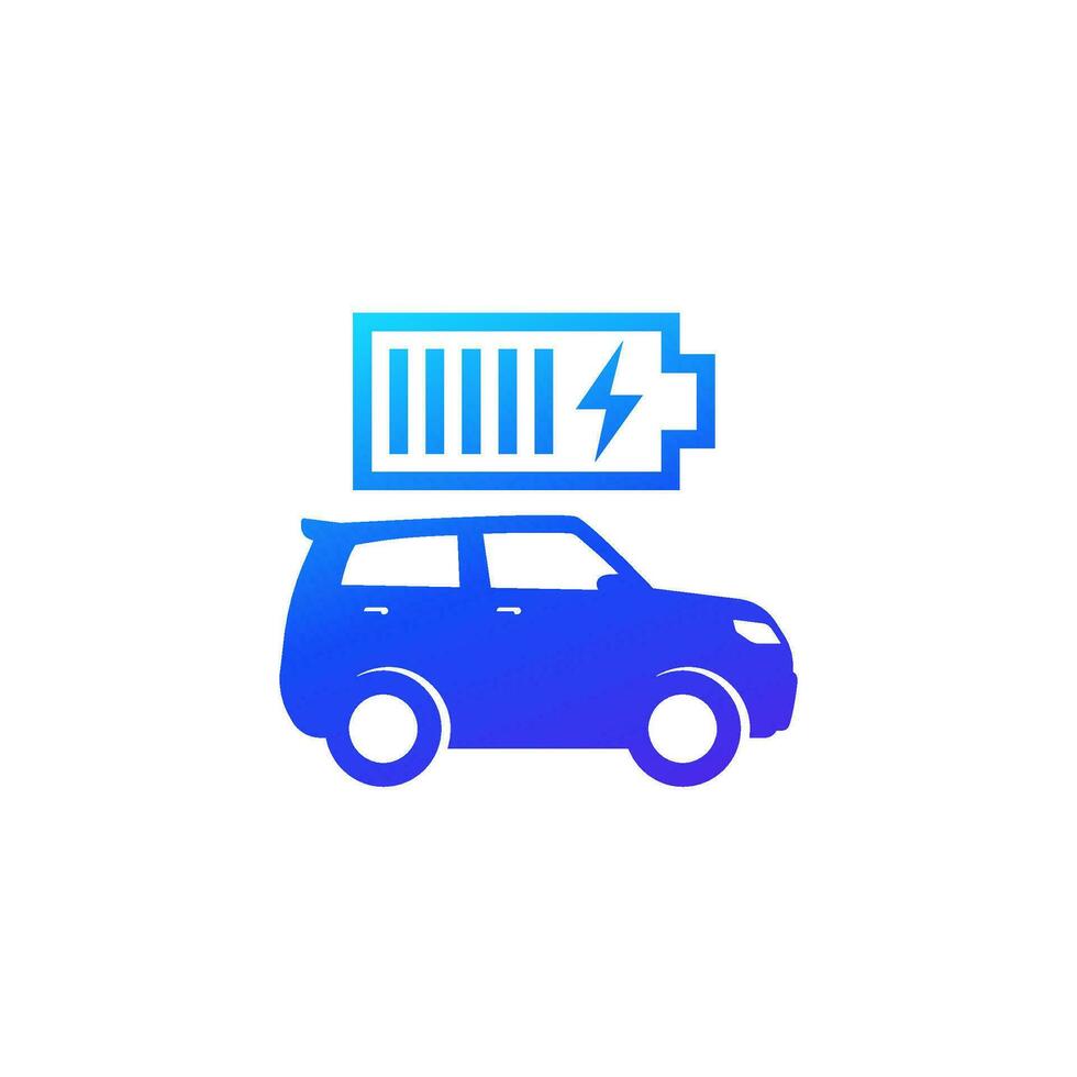 car charging a battery icon with suv vector