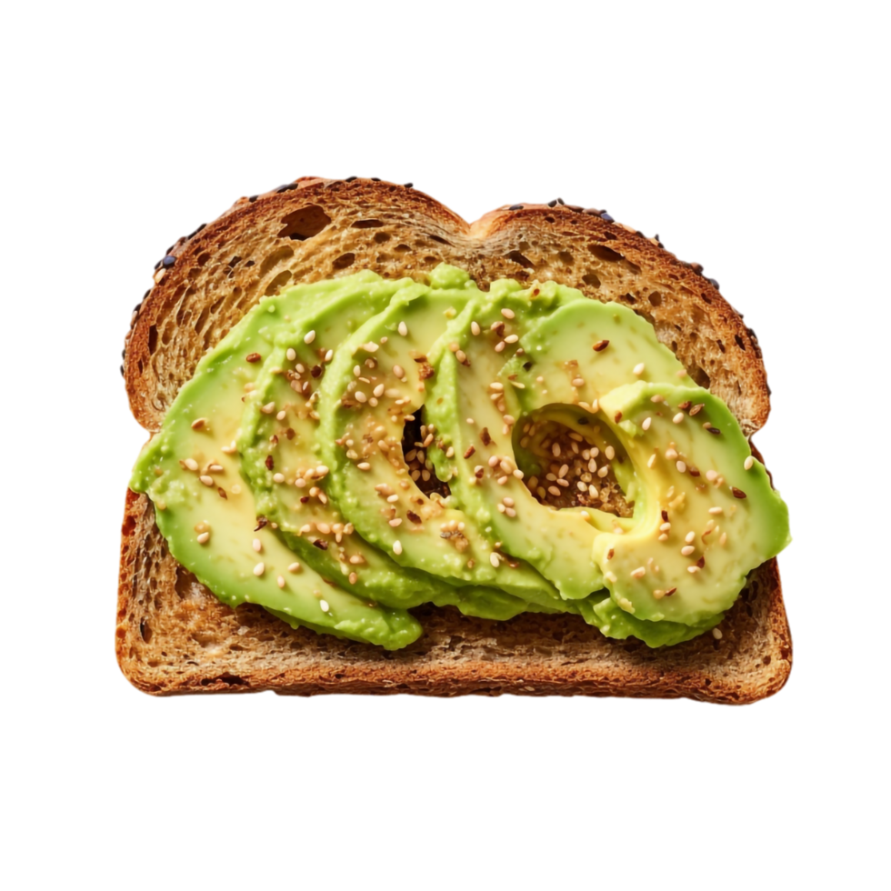 gezond avocado toast voor ontbijt of lunch met rogge brood, ai generatief png