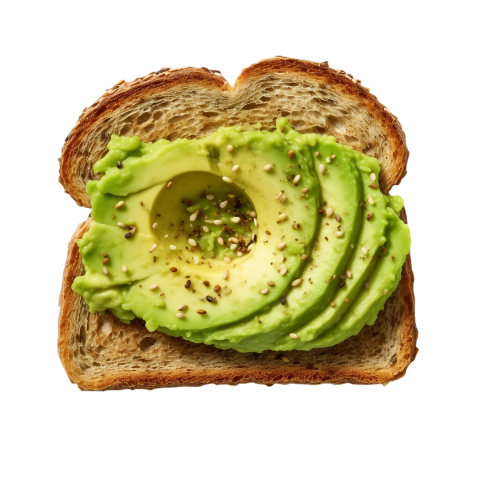 gezond avocado toast voor ontbijt of lunch met rogge brood, ai generatief png