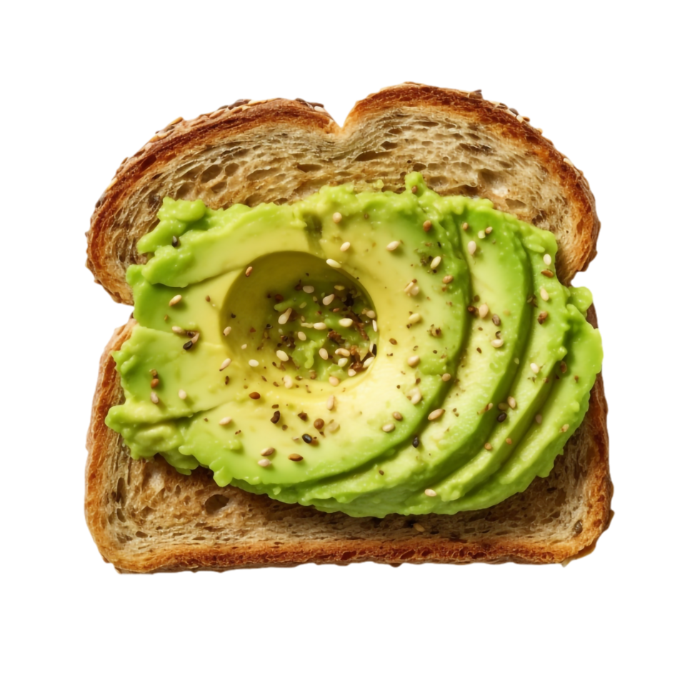 gezond avocado toast voor ontbijt of lunch met rogge brood, ai generatief png