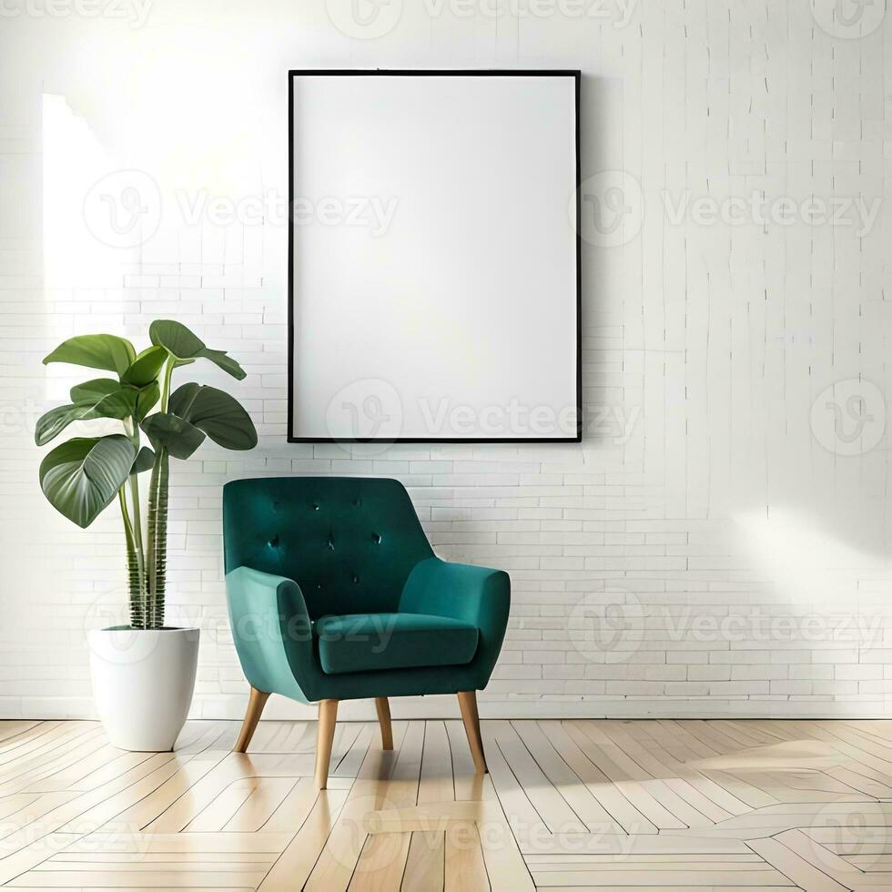 Two potted plants in front of a blank picture frame, white canvas background ,white studio background, a minimalist painting, white ambient background ,white frame border. AI Generative photo