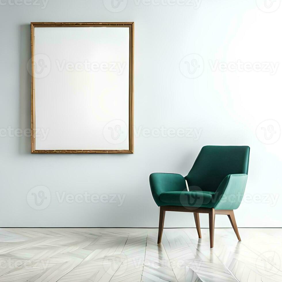 Two potted plants in front of a blank picture frame, white canvas background ,white studio background, a minimalist painting, white ambient background ,white frame border. AI Generative photo