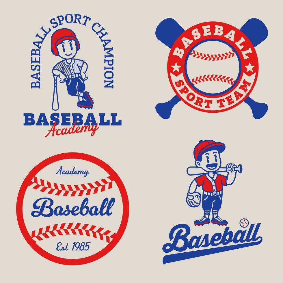 Set of Baseball Logo Collection in Vintage Retro vector