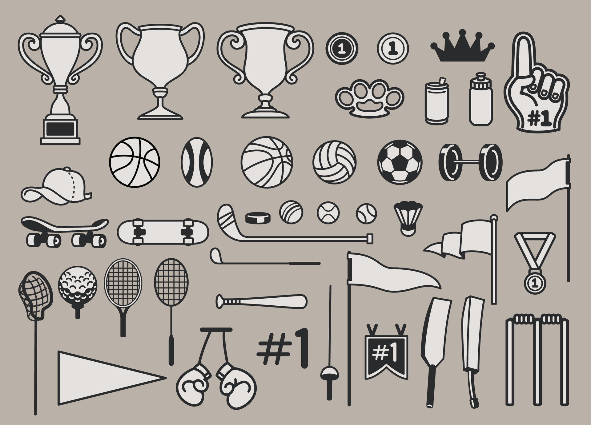 Set of Various Sport Equipment Object Collection 30725023 Vector Art at