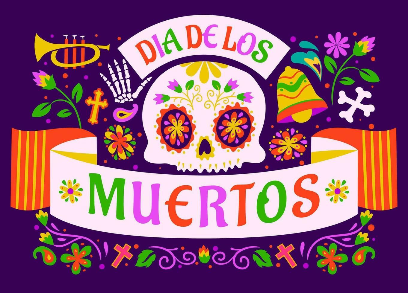 Dia De Los Muertos Typhography Greeting Card Design vector