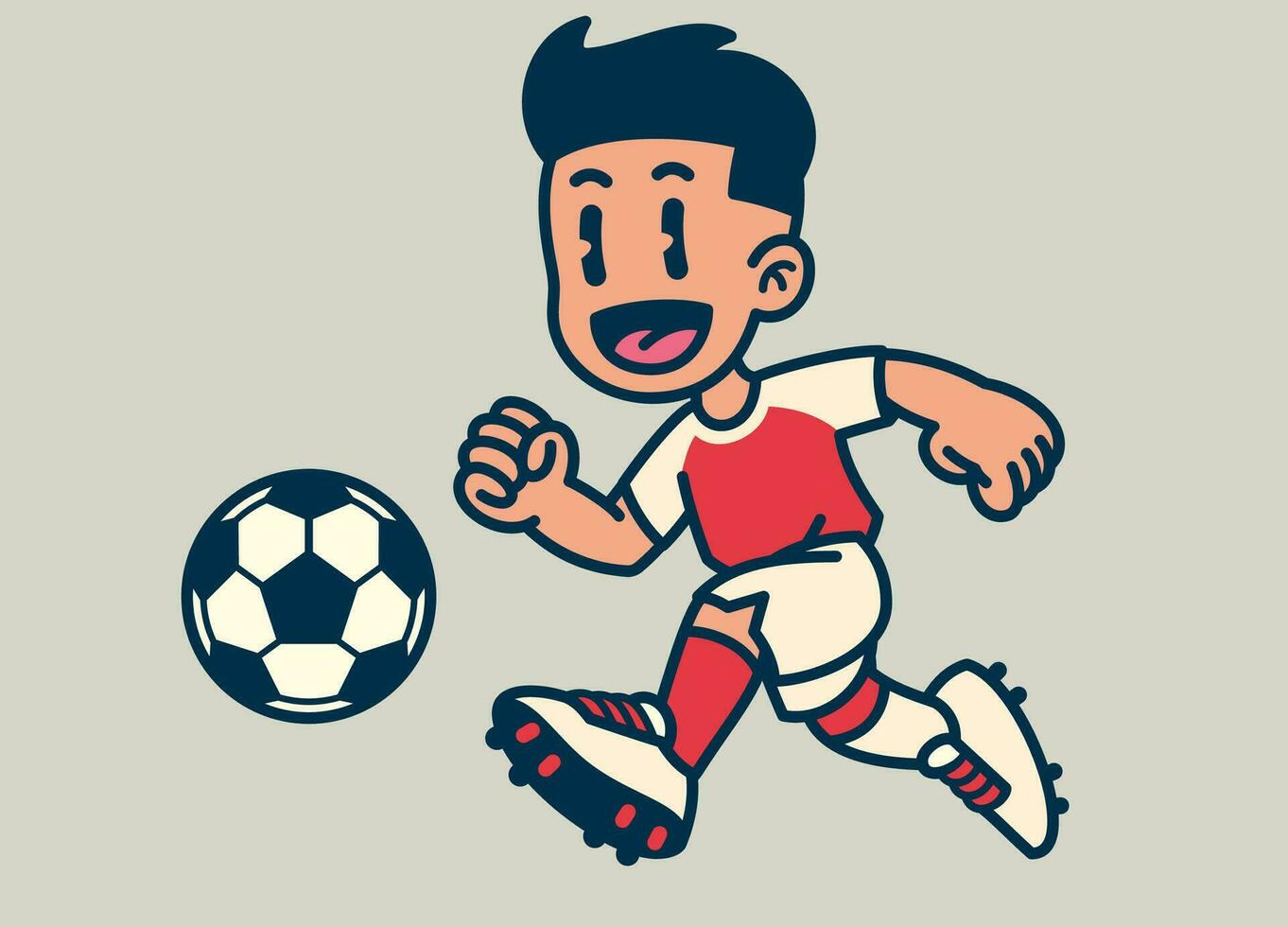 Happy Boy Playing Football Cartoon vector