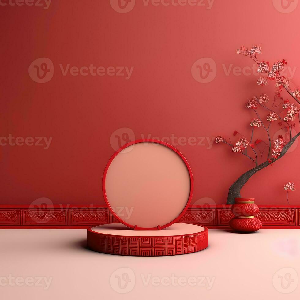 Red Chinese Lunar New Year background AI generated photo