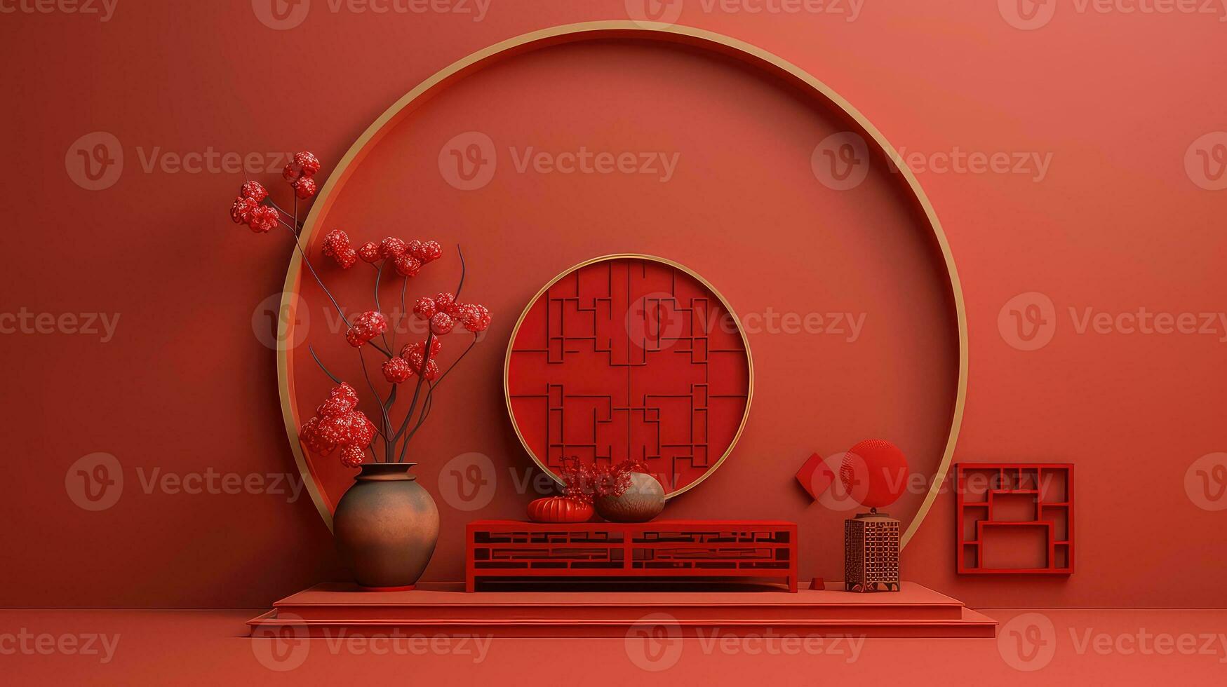 Red Chinese Lunar New Year background AI generated photo