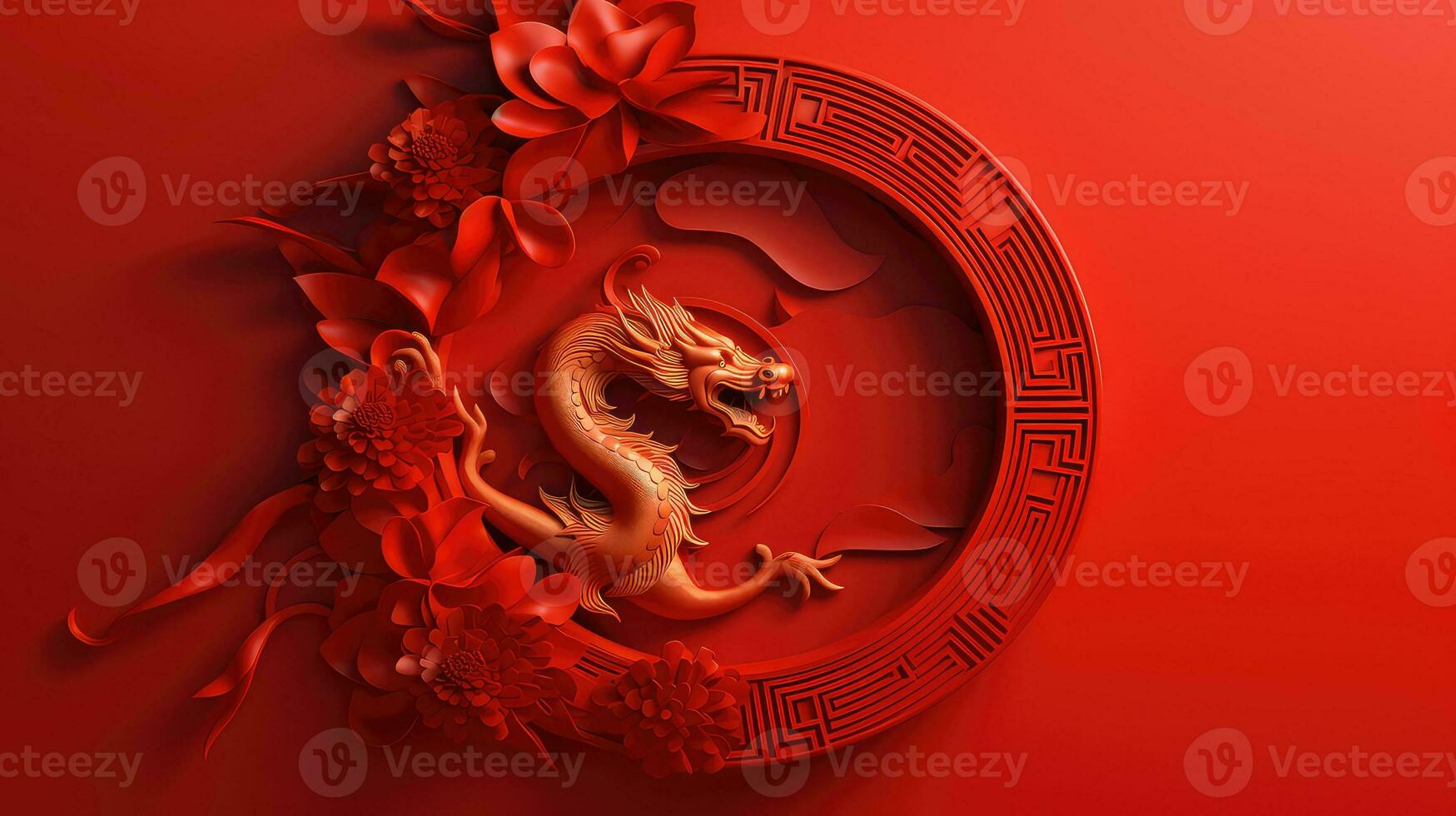 Red Chinese Lunar New Year background AI generated photo