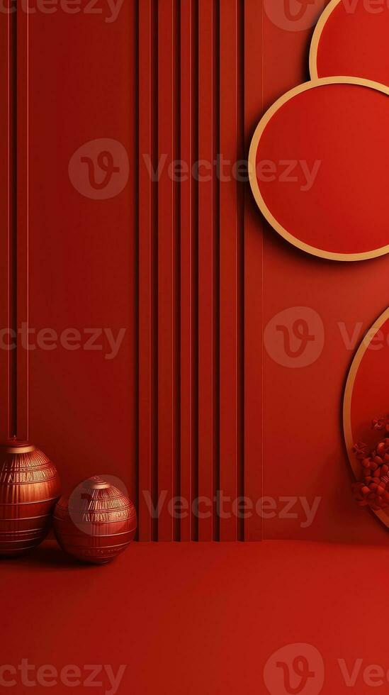 Red Chinese Lunar New Year background AI generated photo