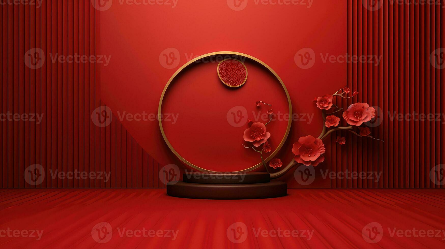 Red Chinese Lunar New Year background AI generated photo