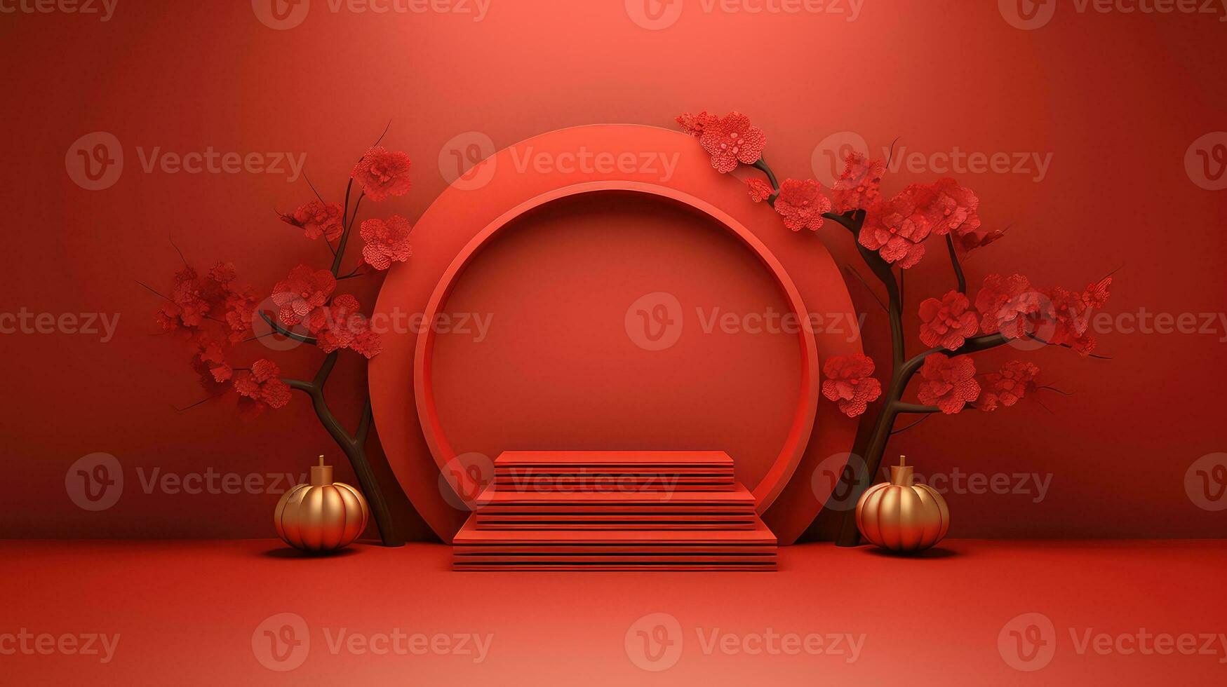 Red Chinese Lunar New Year background AI generated photo