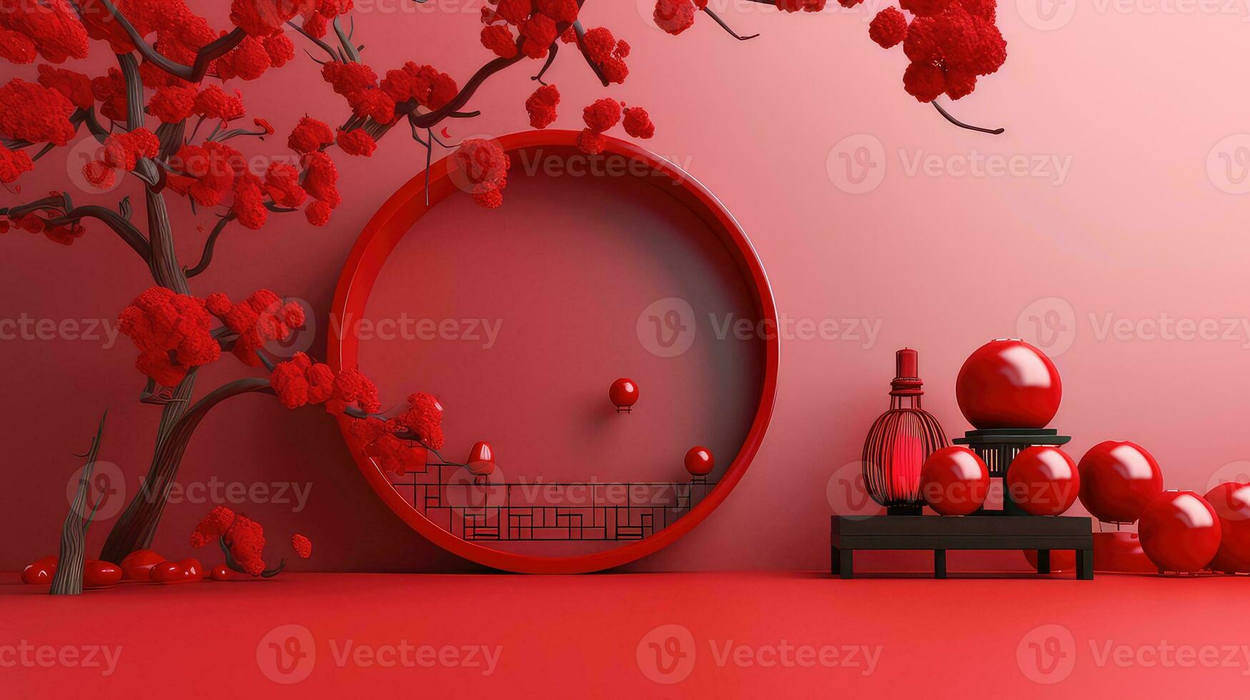 Red Chinese Lunar New Year background AI generated photo