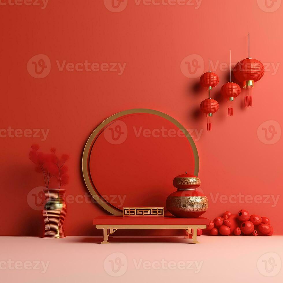 Red Chinese Lunar New Year background AI generated photo