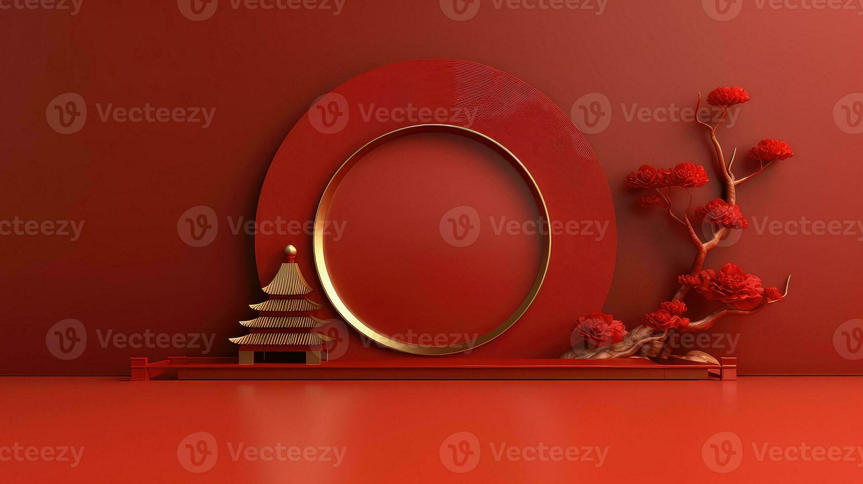 Red Chinese Lunar New Year background AI generated photo