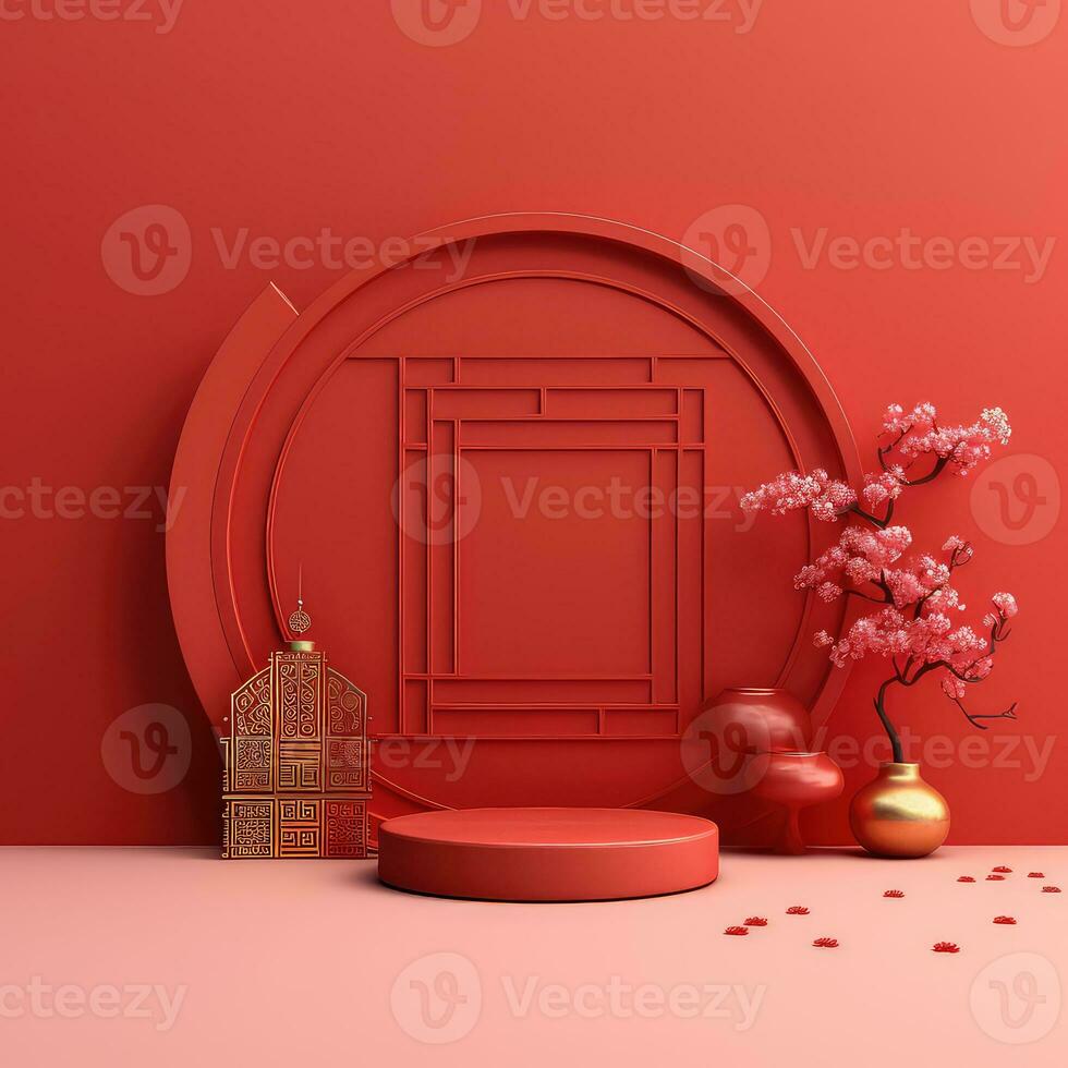 Red Chinese Lunar New Year background AI generated photo