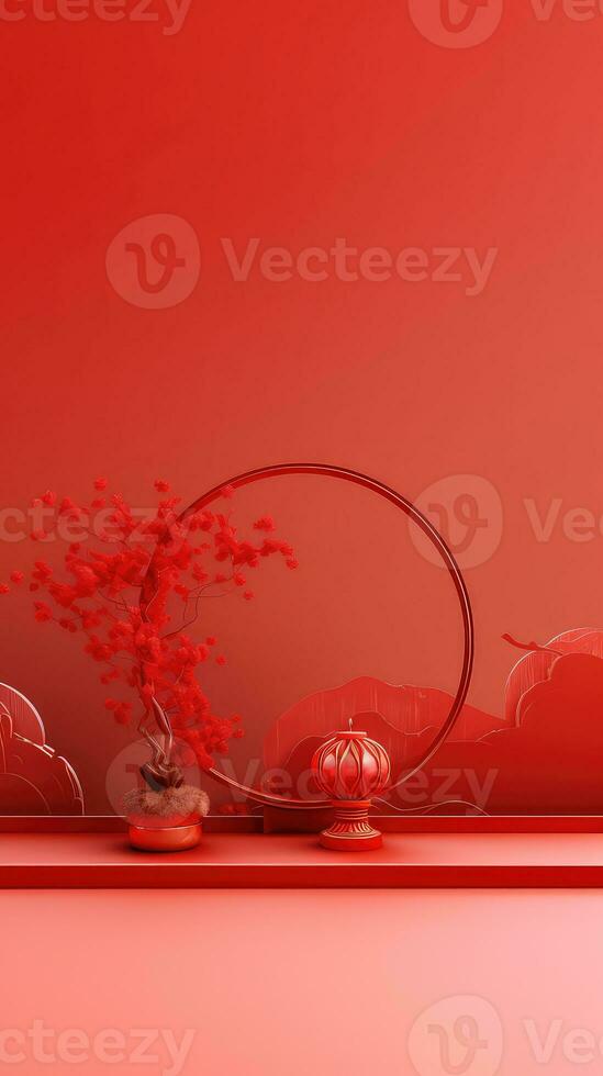 Red Chinese Lunar New Year background AI generated photo