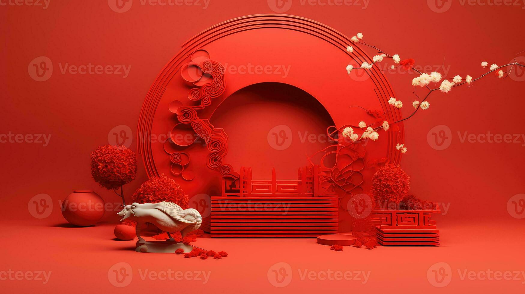 Red Chinese Lunar New Year background AI generated photo