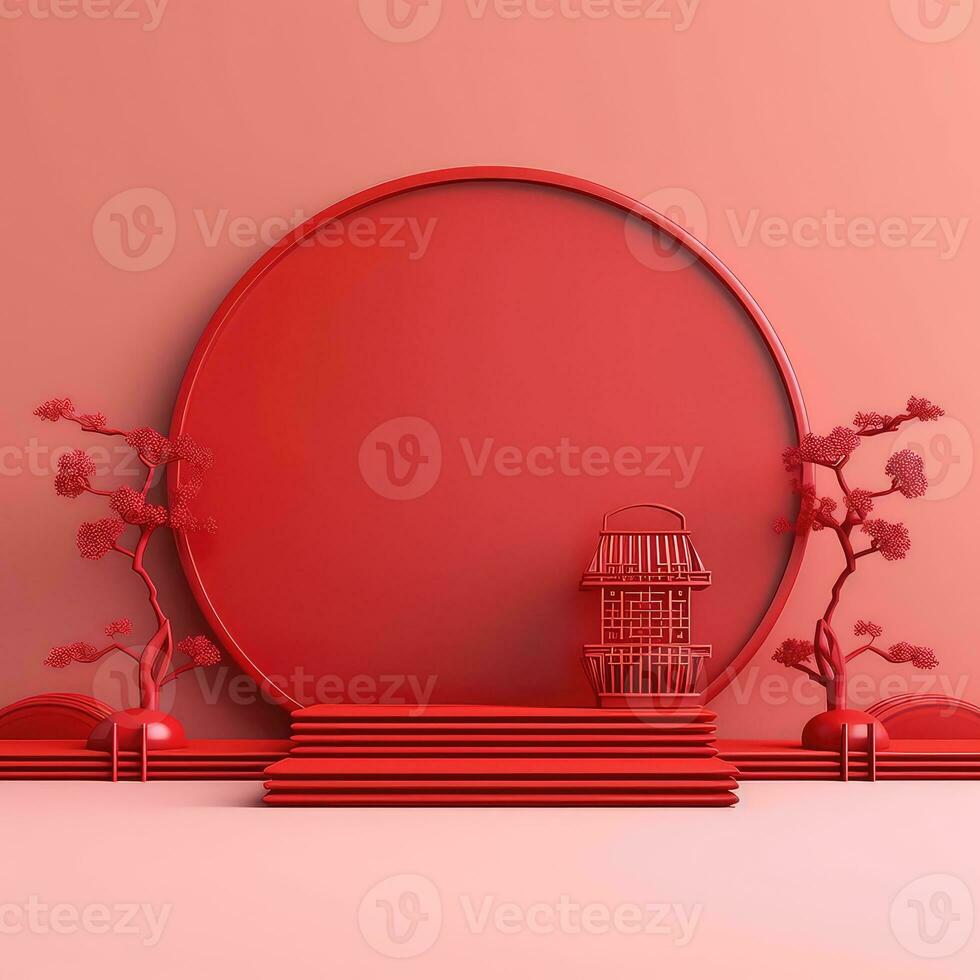 Red Chinese Lunar New Year background AI generated photo