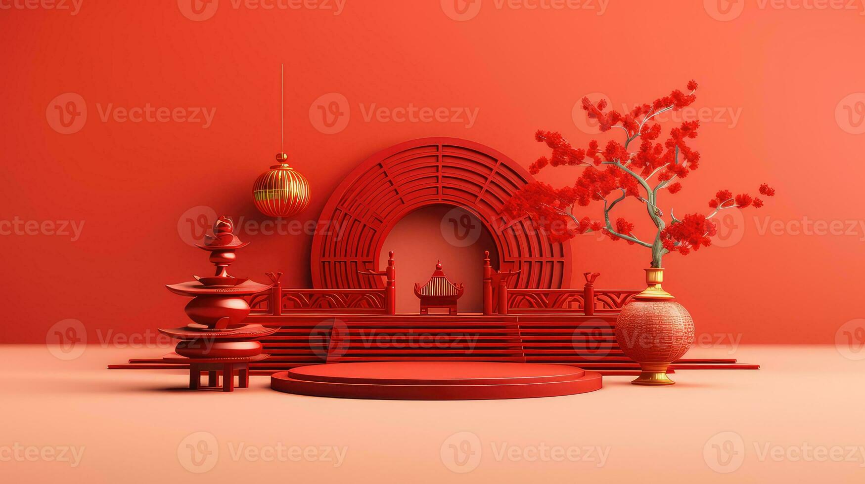 Red Chinese Lunar New Year background AI generated photo