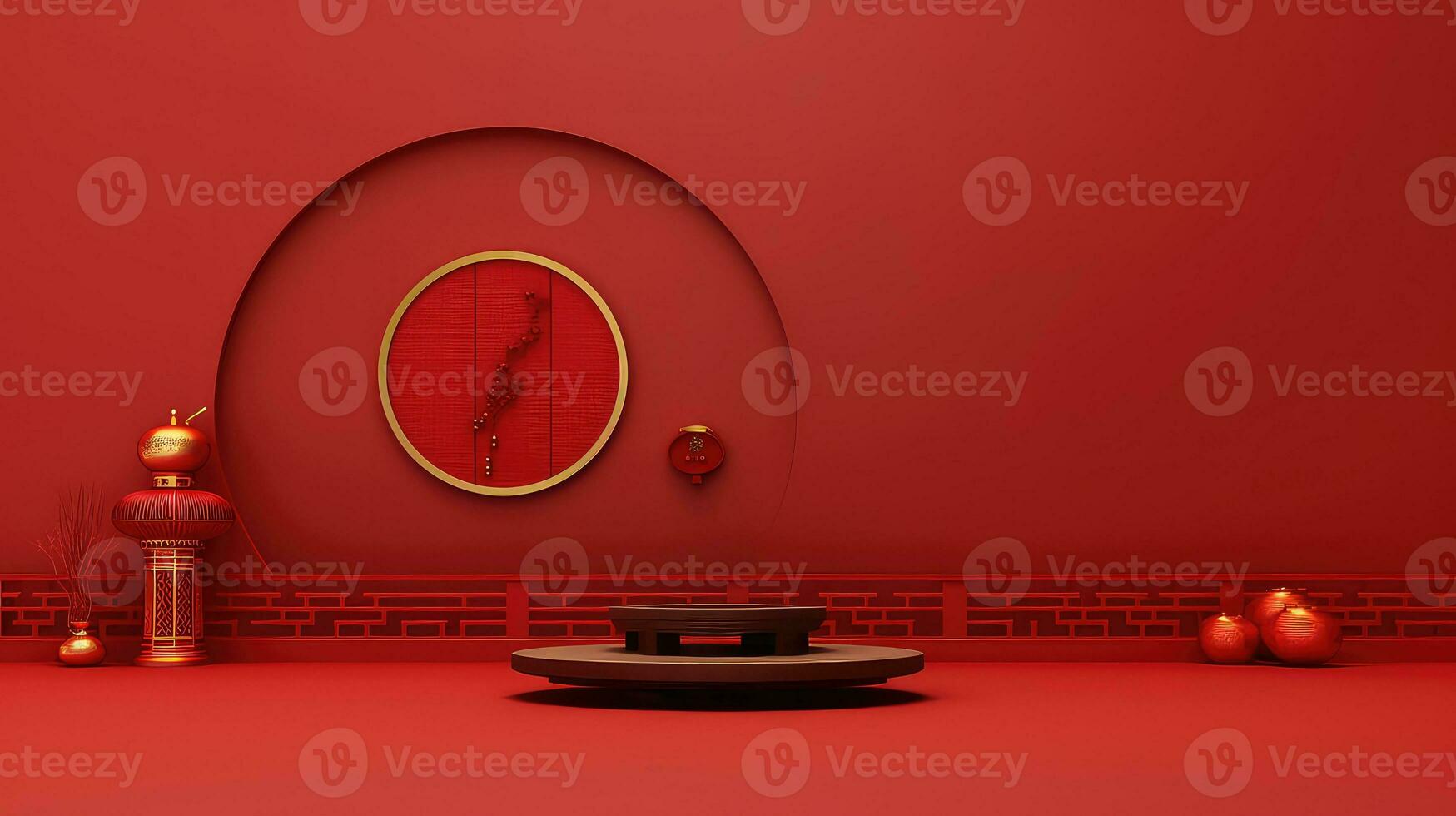 Red Chinese Lunar New Year background AI generated photo